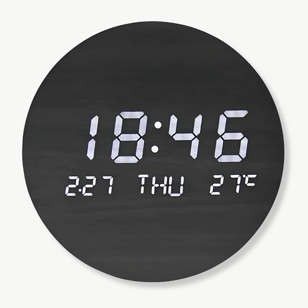 Horloge Murale LED en Bois Massif
