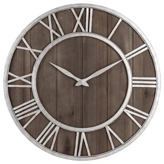 Horloge Murale Bois Métal & Chiffre romain