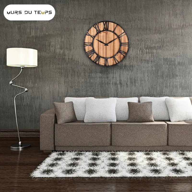 Horloge Murale Bois Métal & Chiffre romain