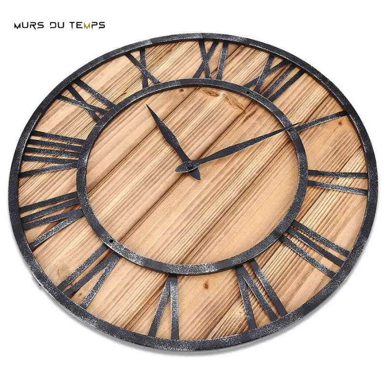 Horloge Murale Bois Métal & Chiffre romain