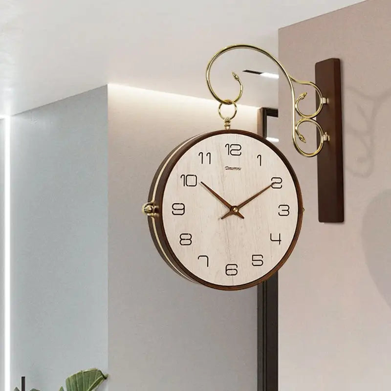 Horloge Double Face en Bois