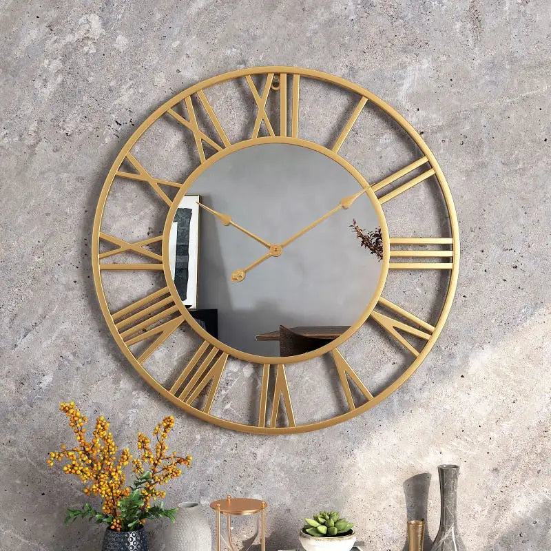 Horloge Murale Chiffre Romain & Miroir