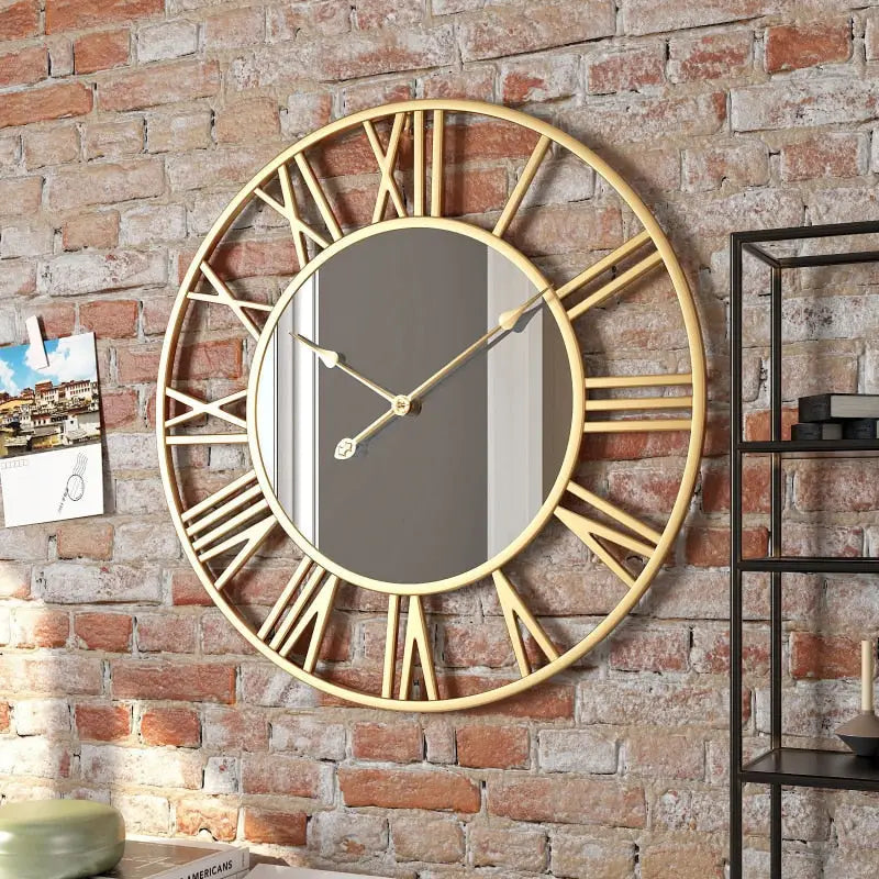 Horloge Murale Chiffre Romain & Miroir