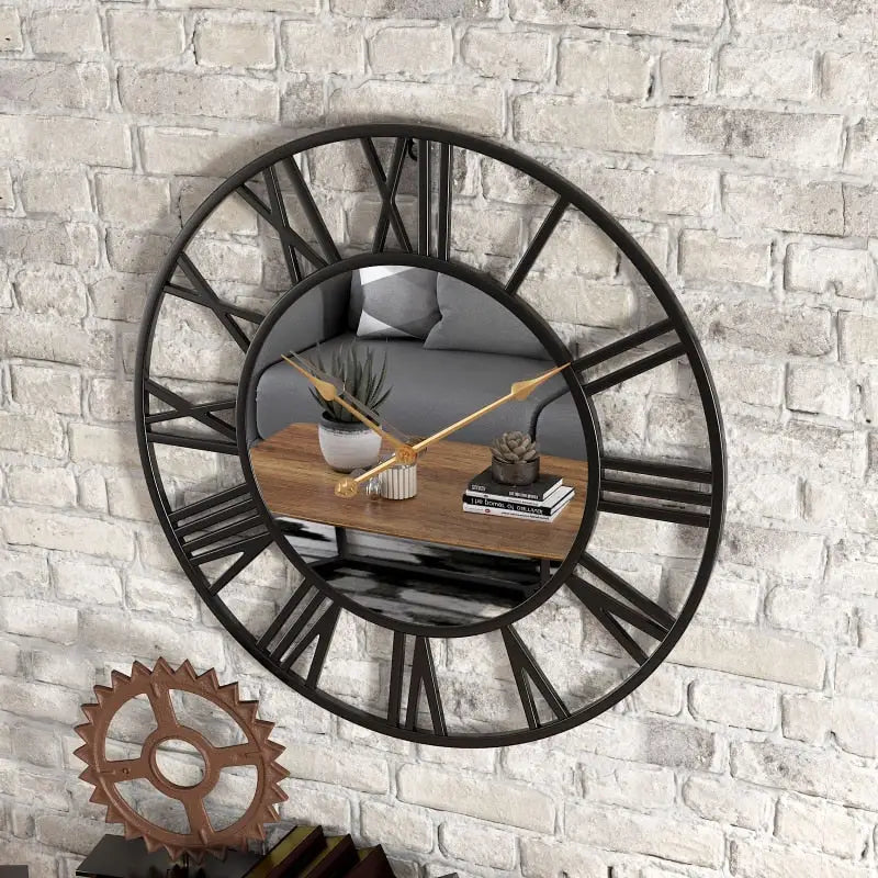 Horloge Murale Chiffre Romain & Miroir
