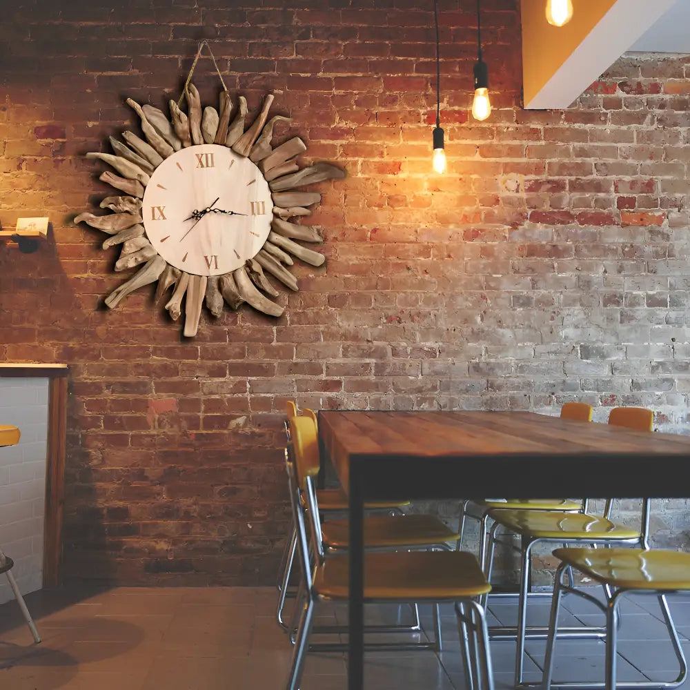 Horloge Murale Soleil Bois Flotté