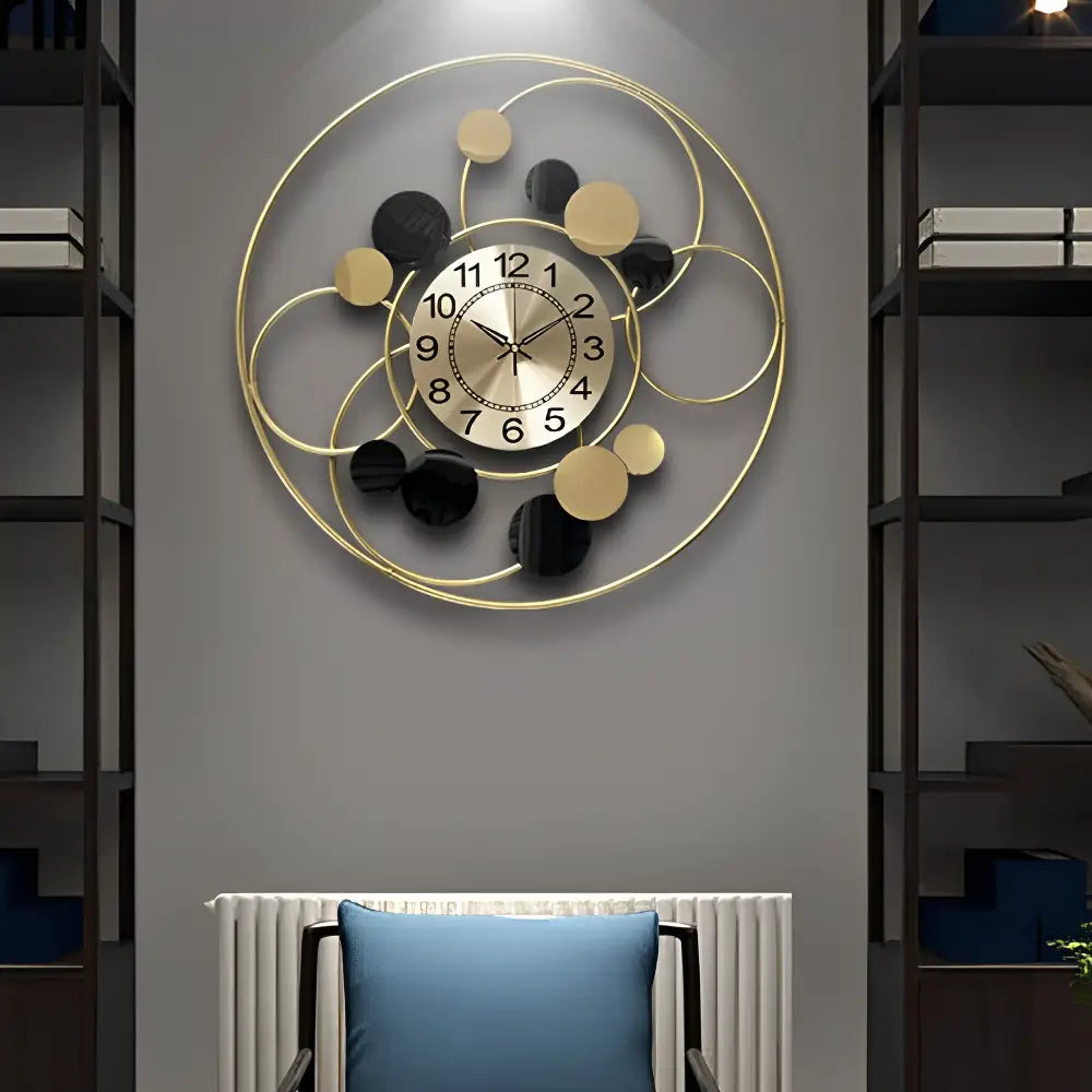 Horloge Murale Cercle Design Or