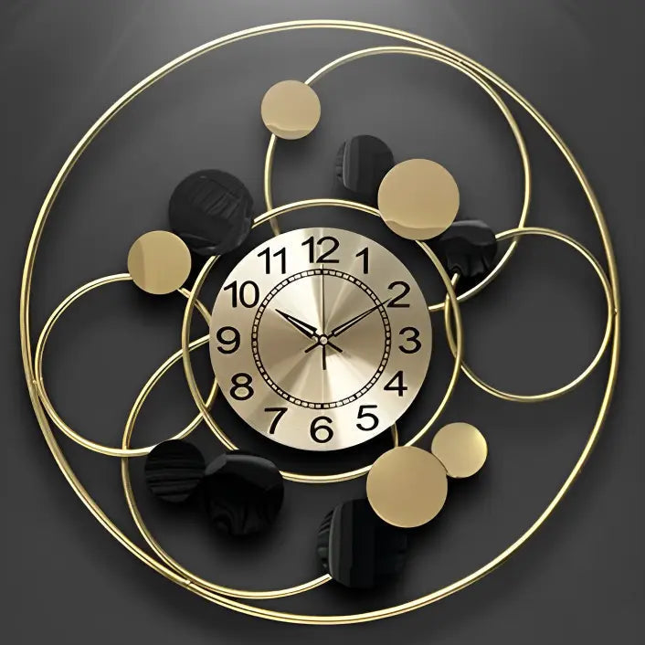 Horloge Murale Cercle Design Or