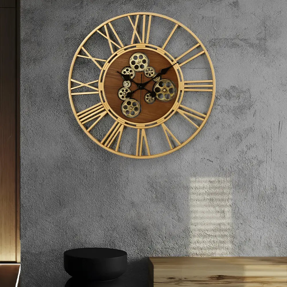 Horloge Murale Bois & Engrenages