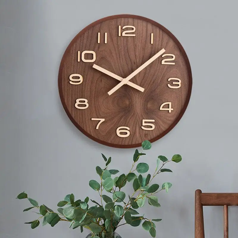 Horloge Murale en Bois de Noyer