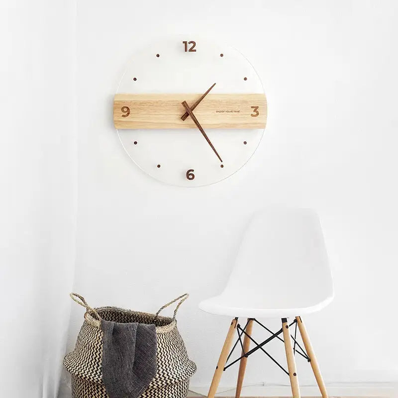 Horloge Murale en Bois et Acrylique