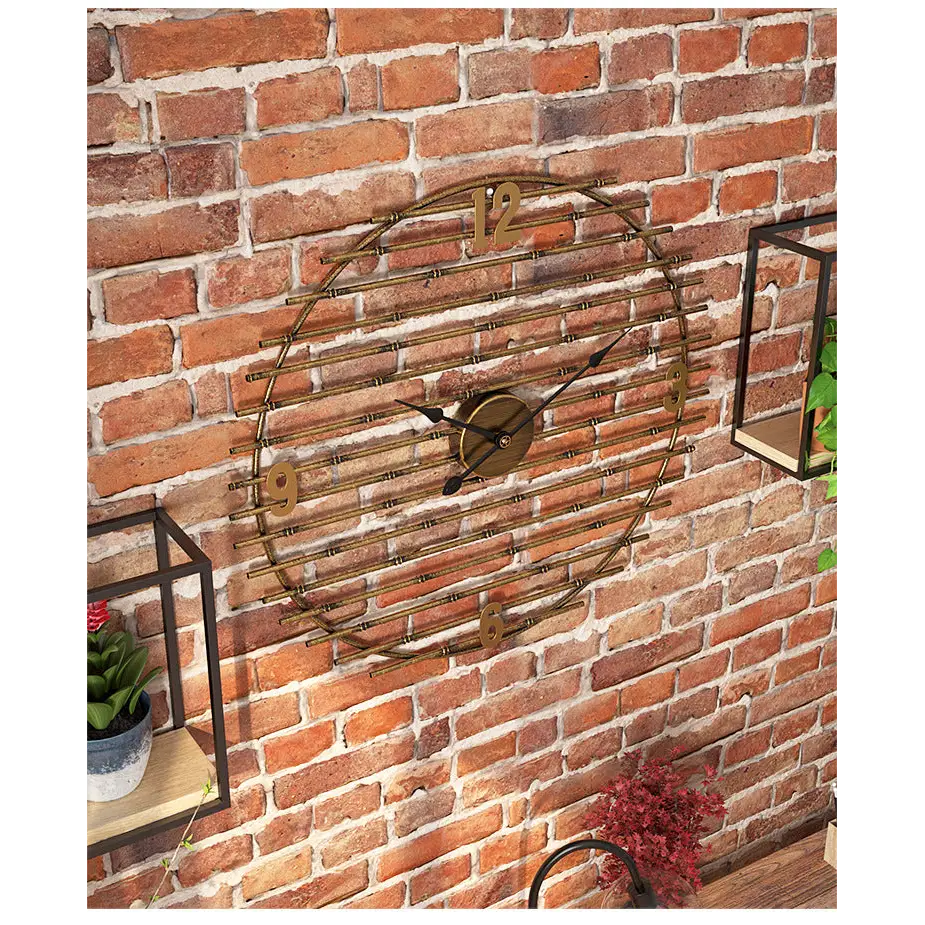 Horloge Murale en Métal Doré