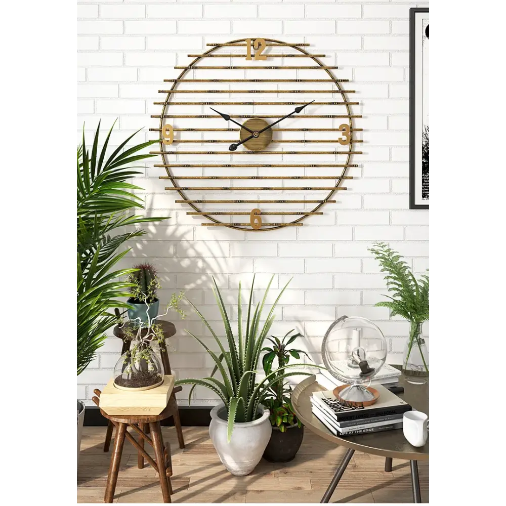 Horloge Murale en Métal Doré