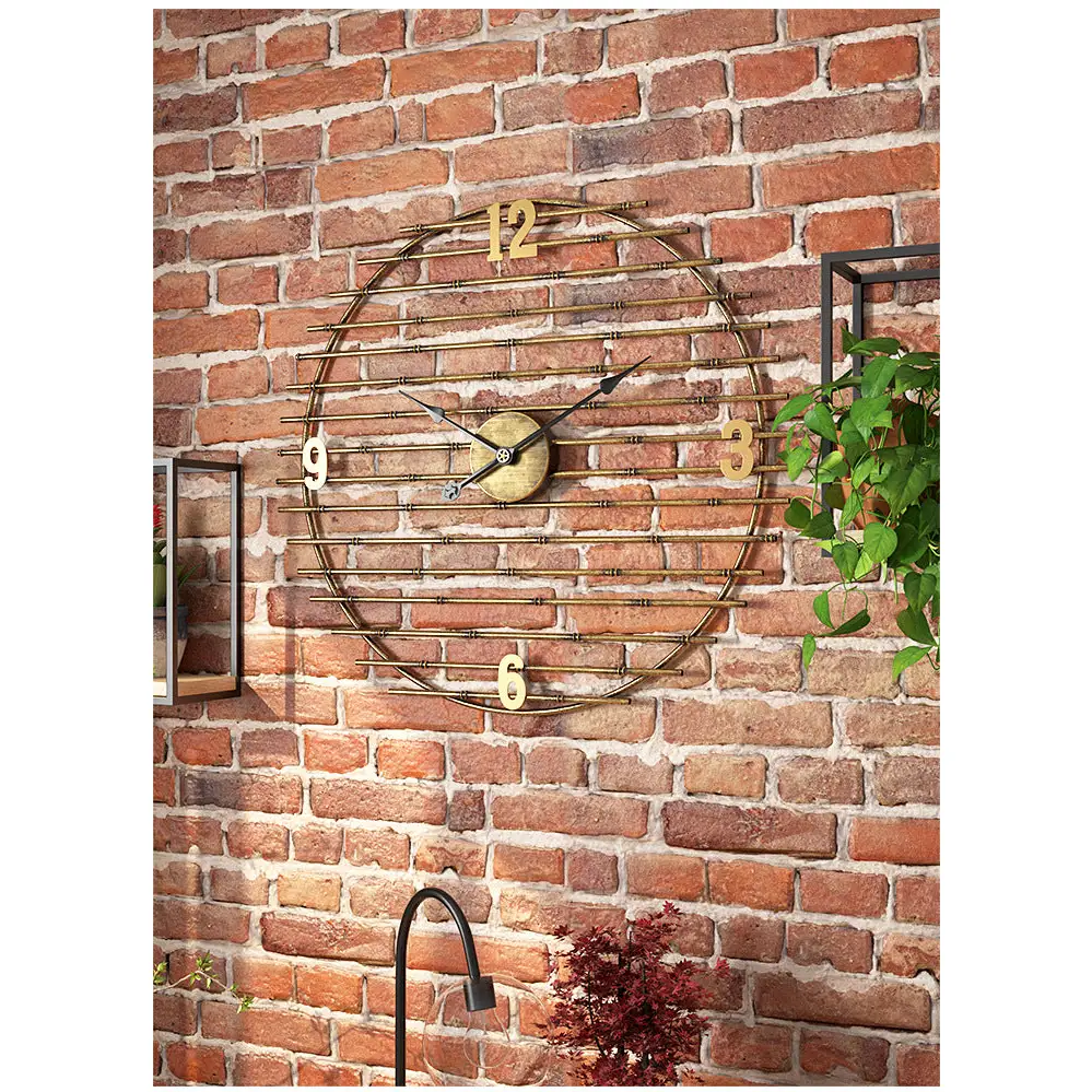 Horloge Murale en Métal Doré