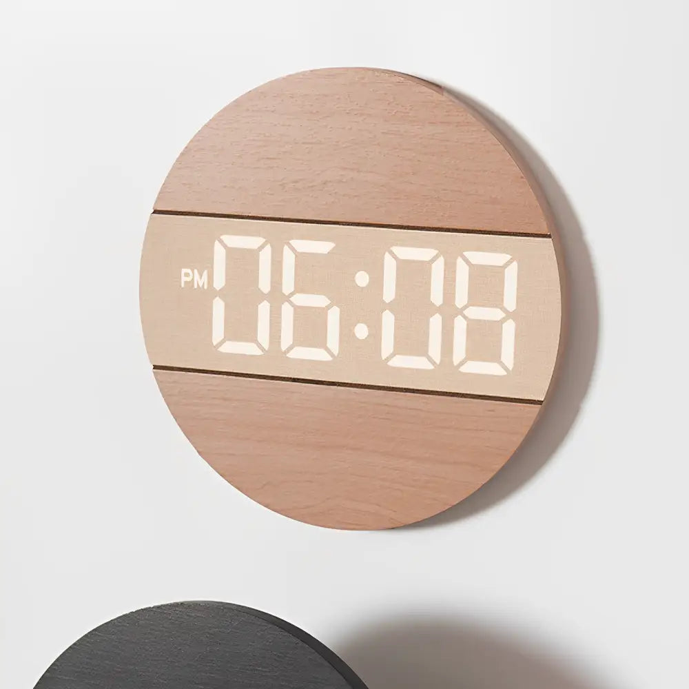 Horloge Murale LED en Bois