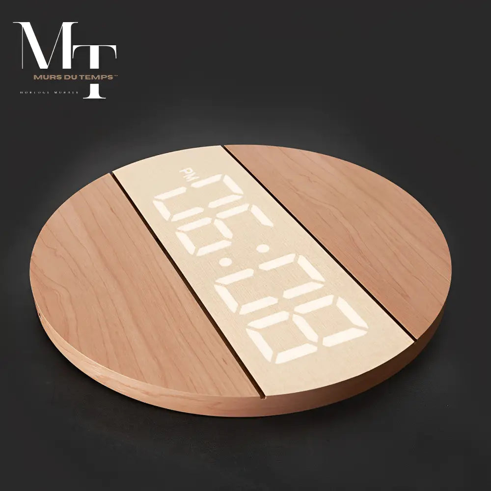 Horloge Murale LED en Bois