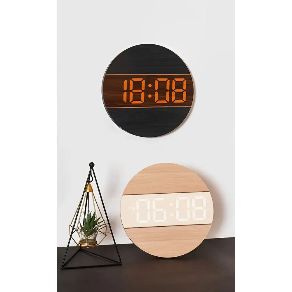 Horloge Murale LED en Bois