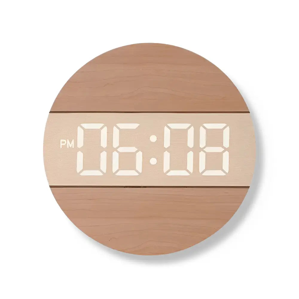 Horloge Murale LED en Bois
