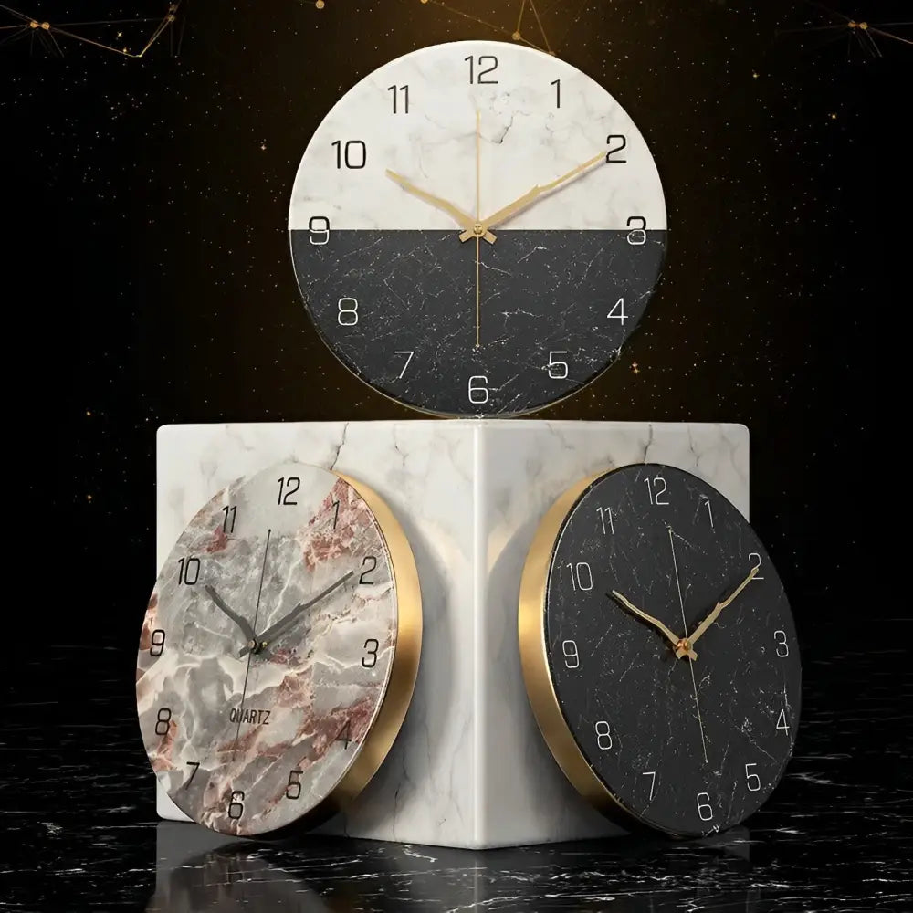 Horloge Murale Design Effet Marbre