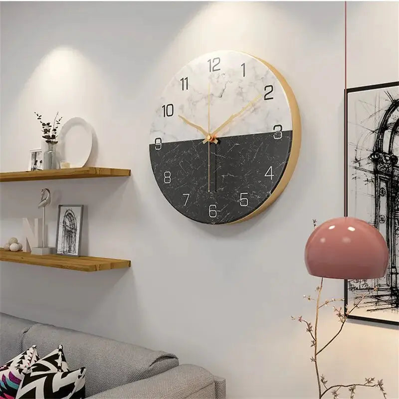 Horloge Murale Design Effet Marbre