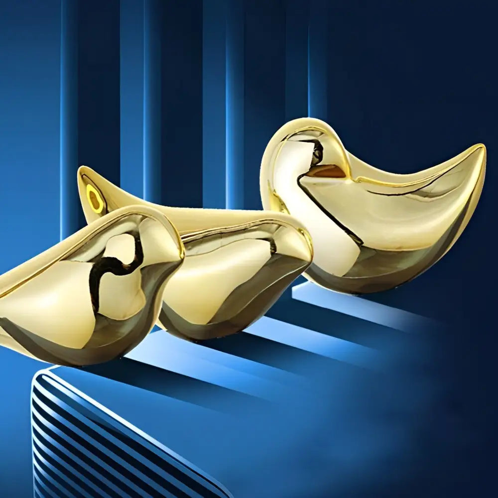 Pendule Murale Design Oiseaux Dorés