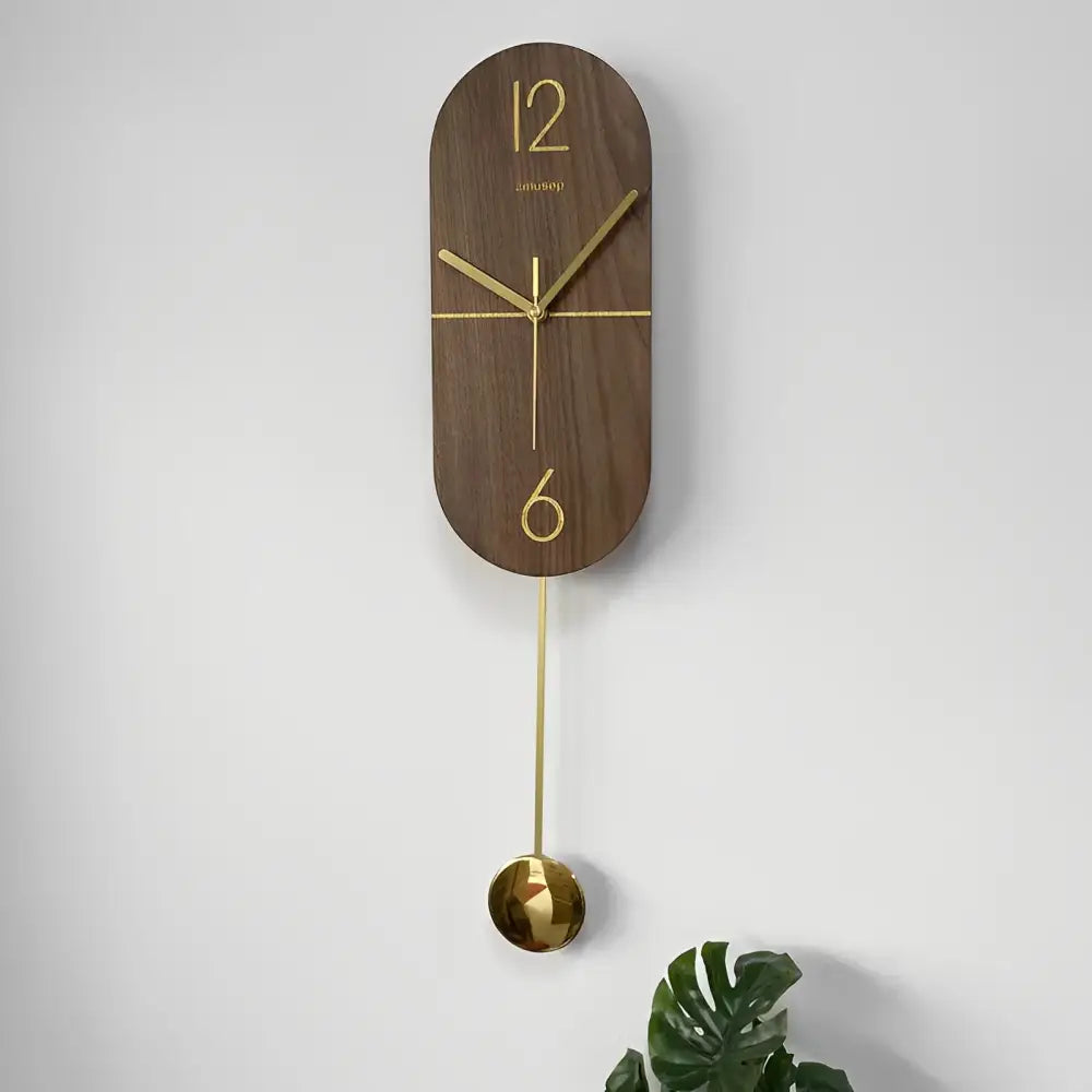 Horloge Pendule Linéa Noyer & Or