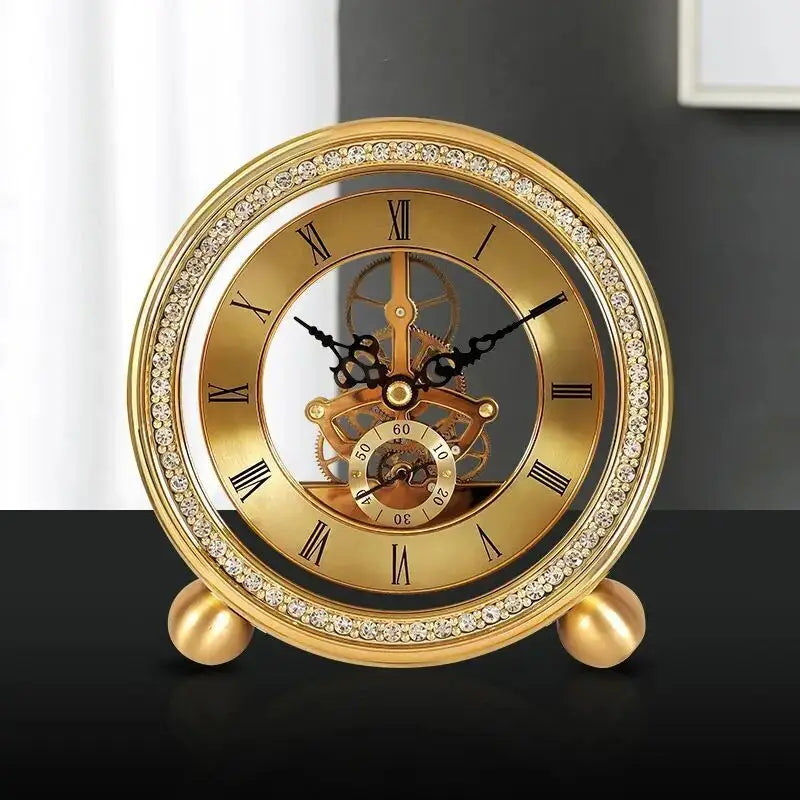 Horloge à Poser Mécanique Dorée